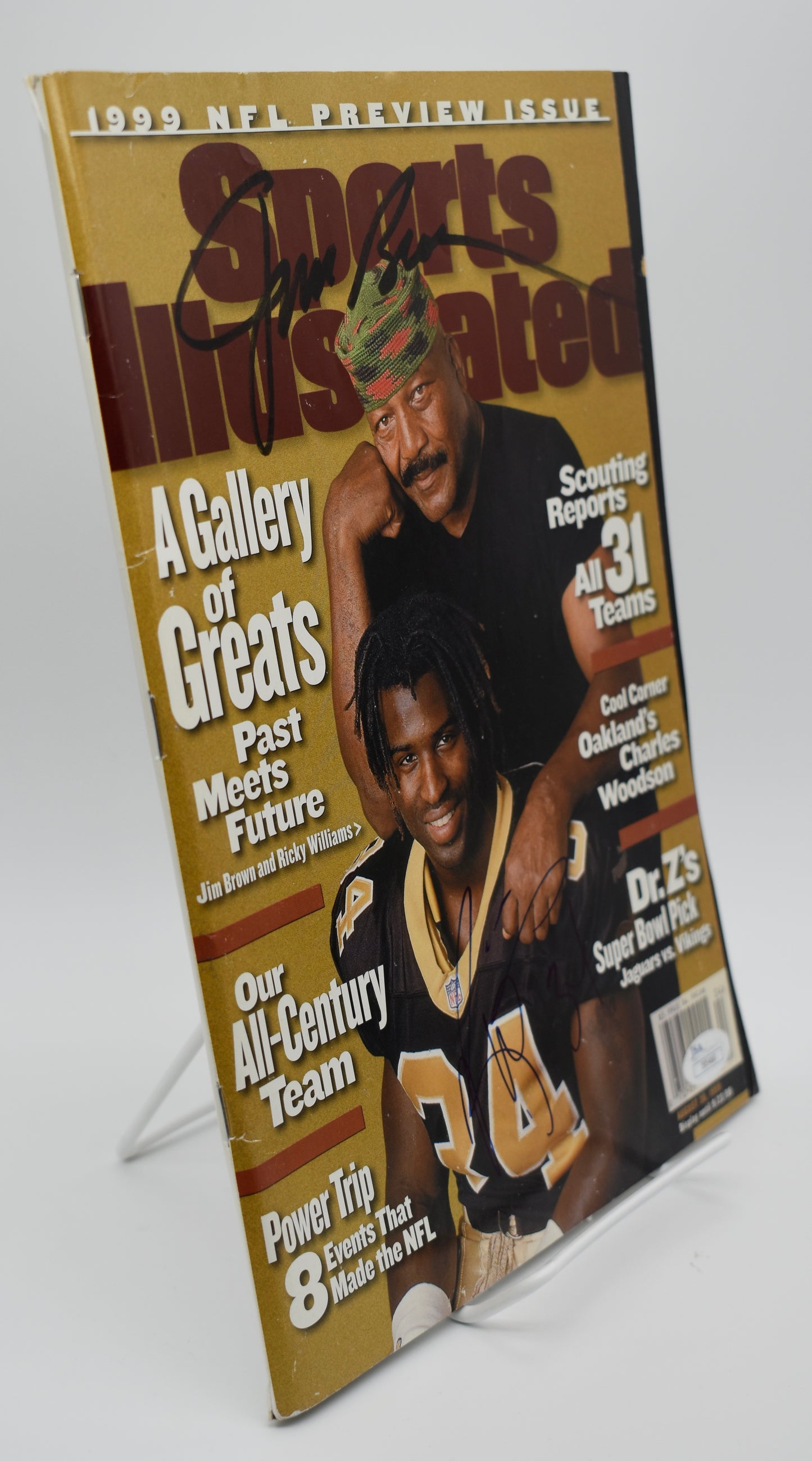 Jim Brown HOF & Ricky Williams Signed 1999 Sports Illustrated No Label JSA 2922