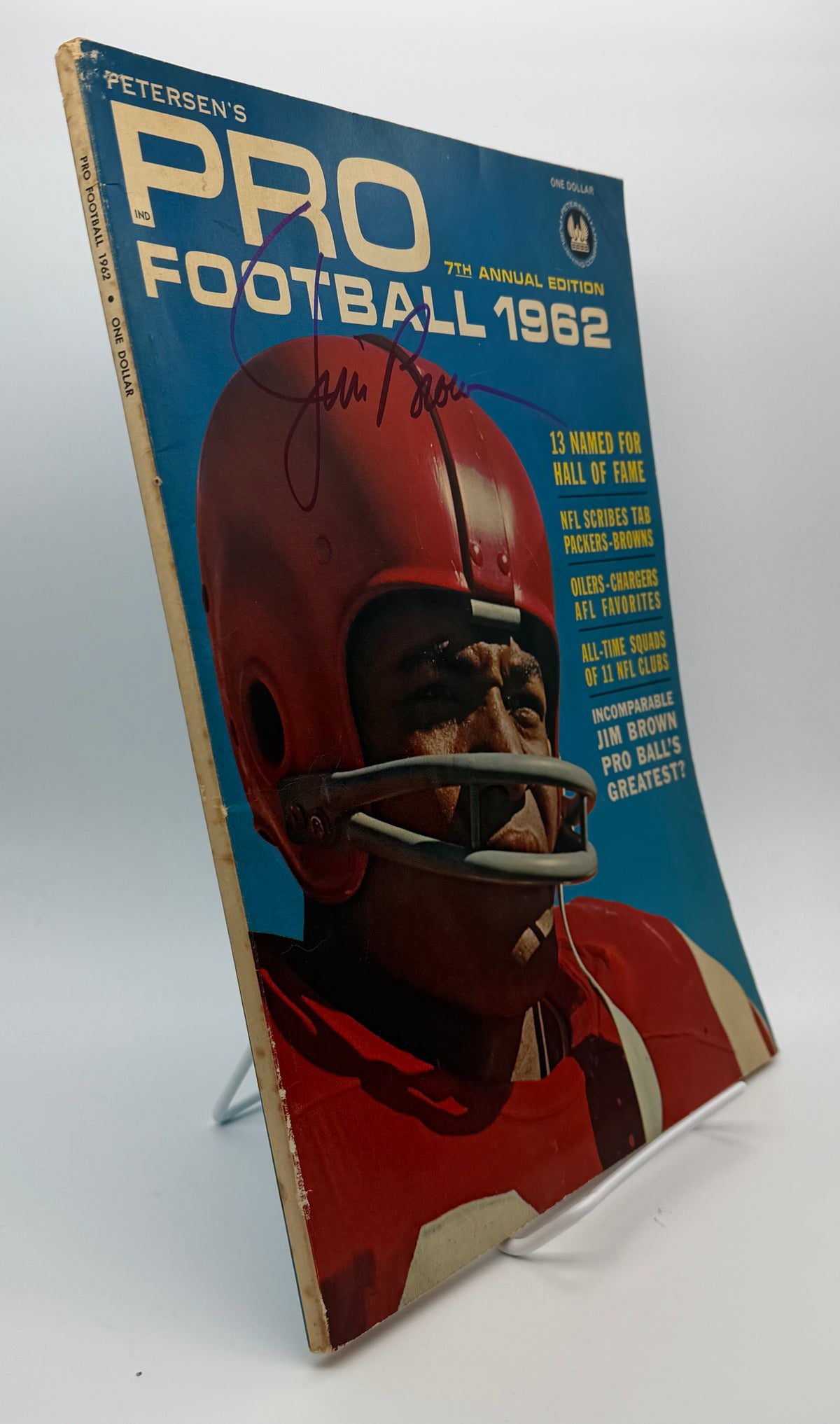 Jim Brown HOF Signed/Autographed 1962 Petersons Pro Football Magazine JSA 212992