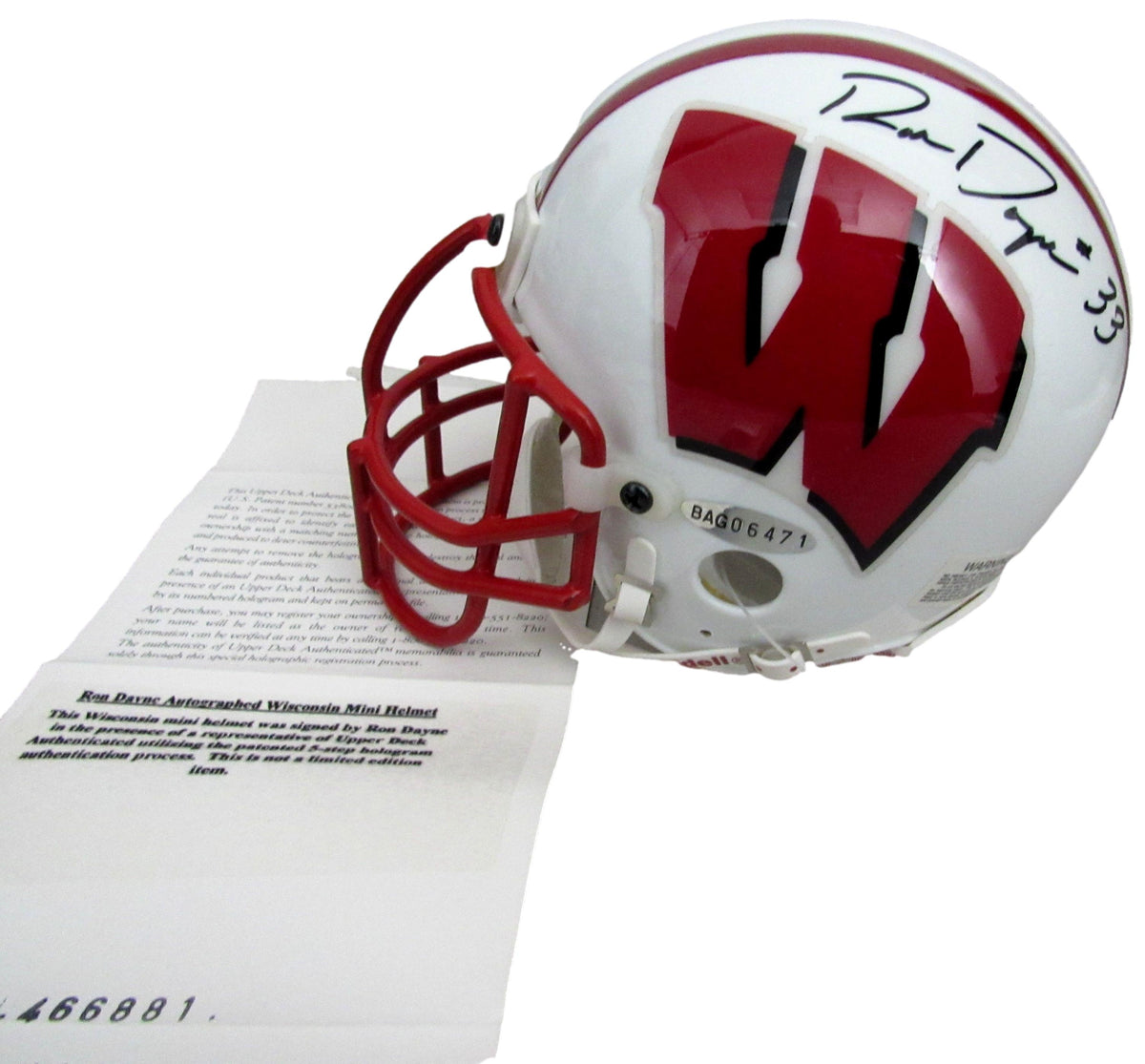 Ron Dayne Signed/Auto Univ of Wisconsin Mini Football Helmet Upper Deck 213371