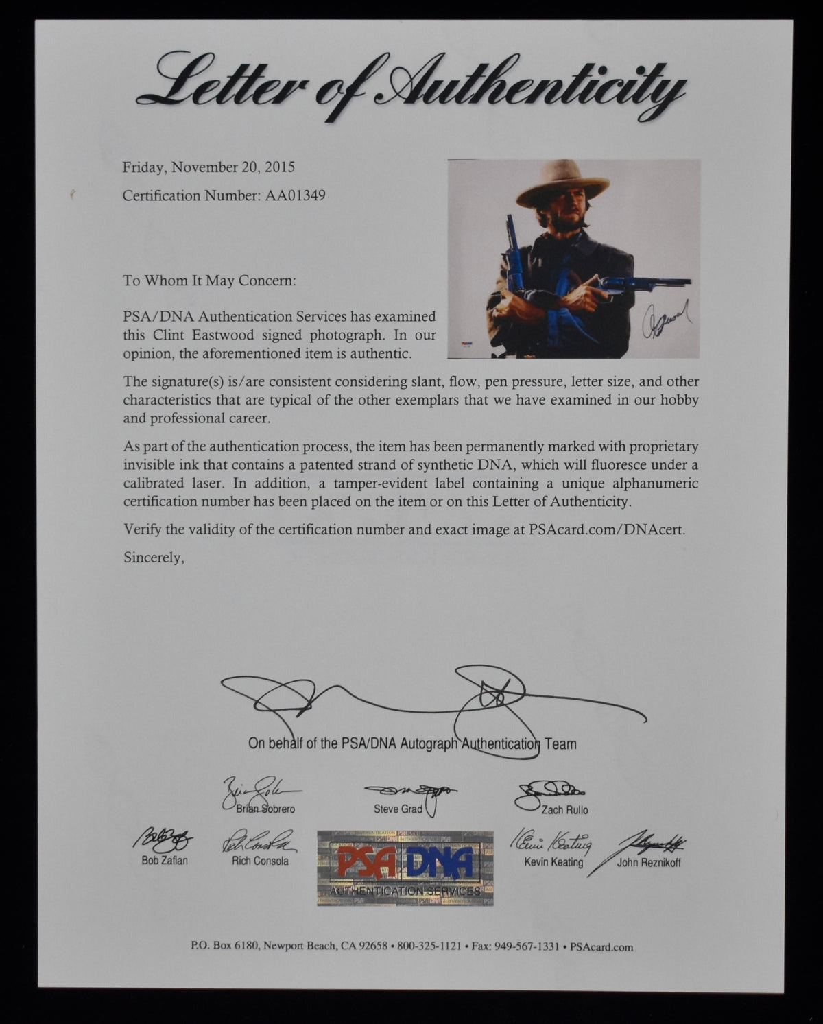 Clint Eastwood Signed/Autographed 11x14 Photo PSA/DNA 213600