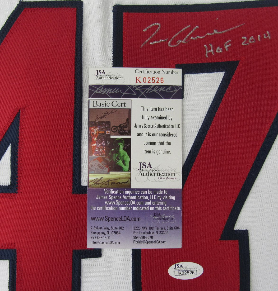 Tom Glavine HOF Signed/Autographed Braves Nike Jersey Sz L JSA 212713