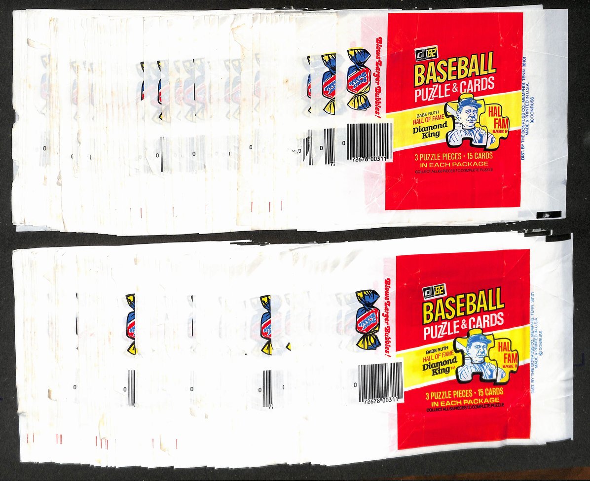 Lot of (262) 1982 Donruss MLB Baseball Wax Pack Wrappers 213932