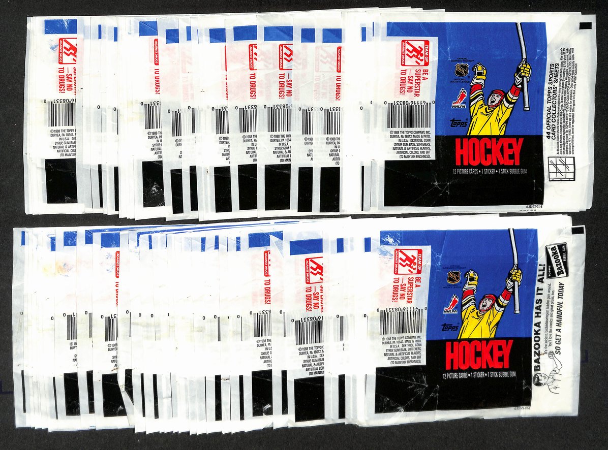 Lot of (72) 1988-1989 Topps NHL Hockey Wax Pack Wrappers 213942