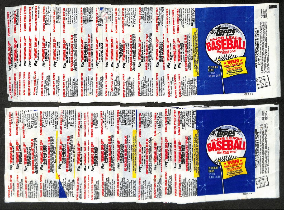 Lot of (39) 1983 Topps MLB Baseball Wax Pack Wrappers 213945