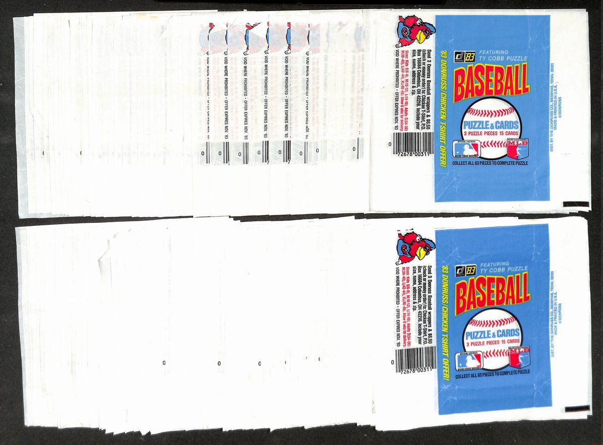 Lot of (295) 1983 Donruss MLB Baseball Wax Pack Wrappers 213946