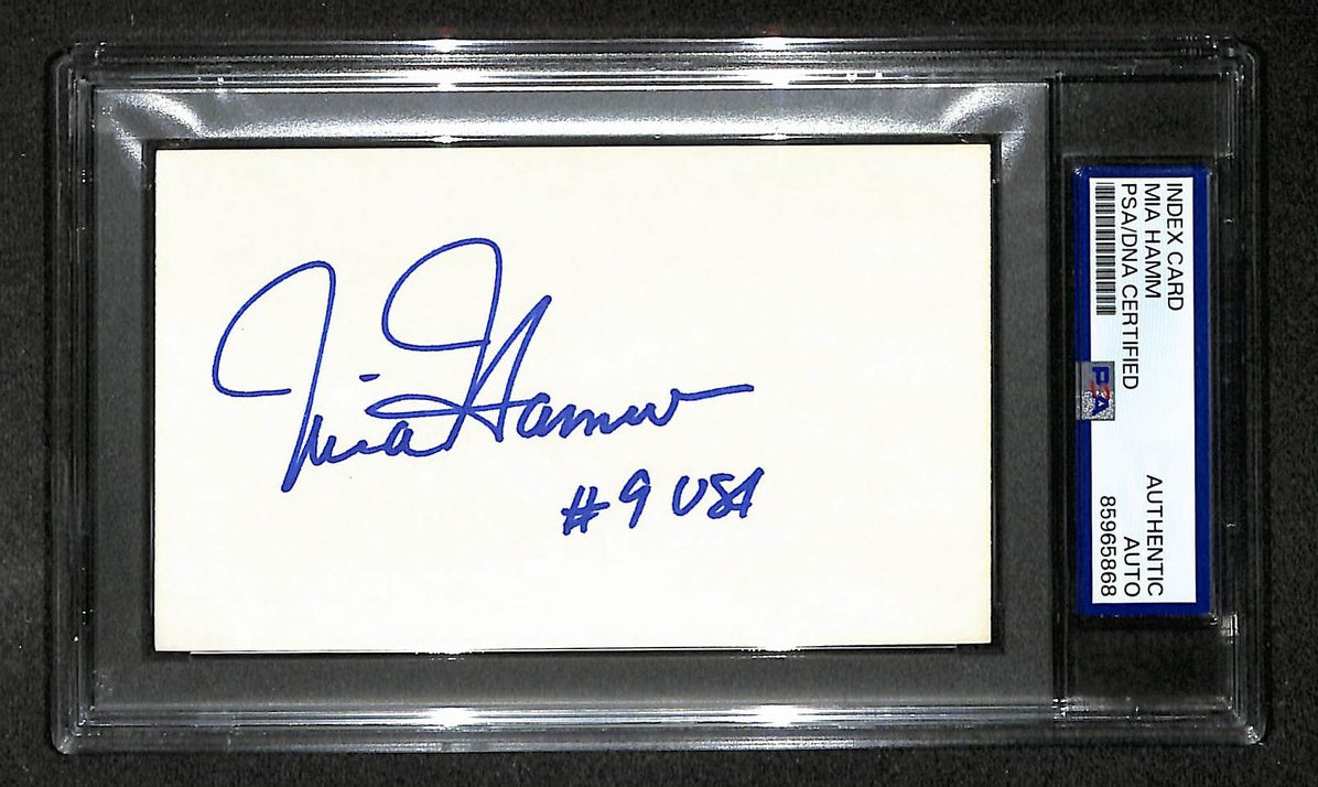 Mia Hamm Signed/Autographed 3x5 Index Card USA Soccer PSA 214013