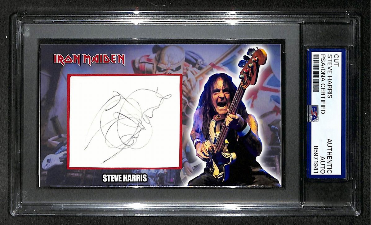 Steve Harris Signed/Autographed Cut Custom Card Iron Maiden PSA/DNA 214027