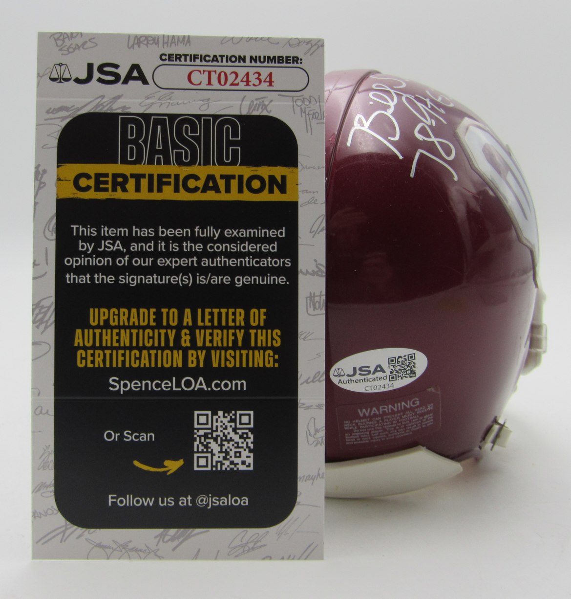Billy Sims Signed/Inscribed Univ of Oklahoma Mini Football Helmet JSA 213497