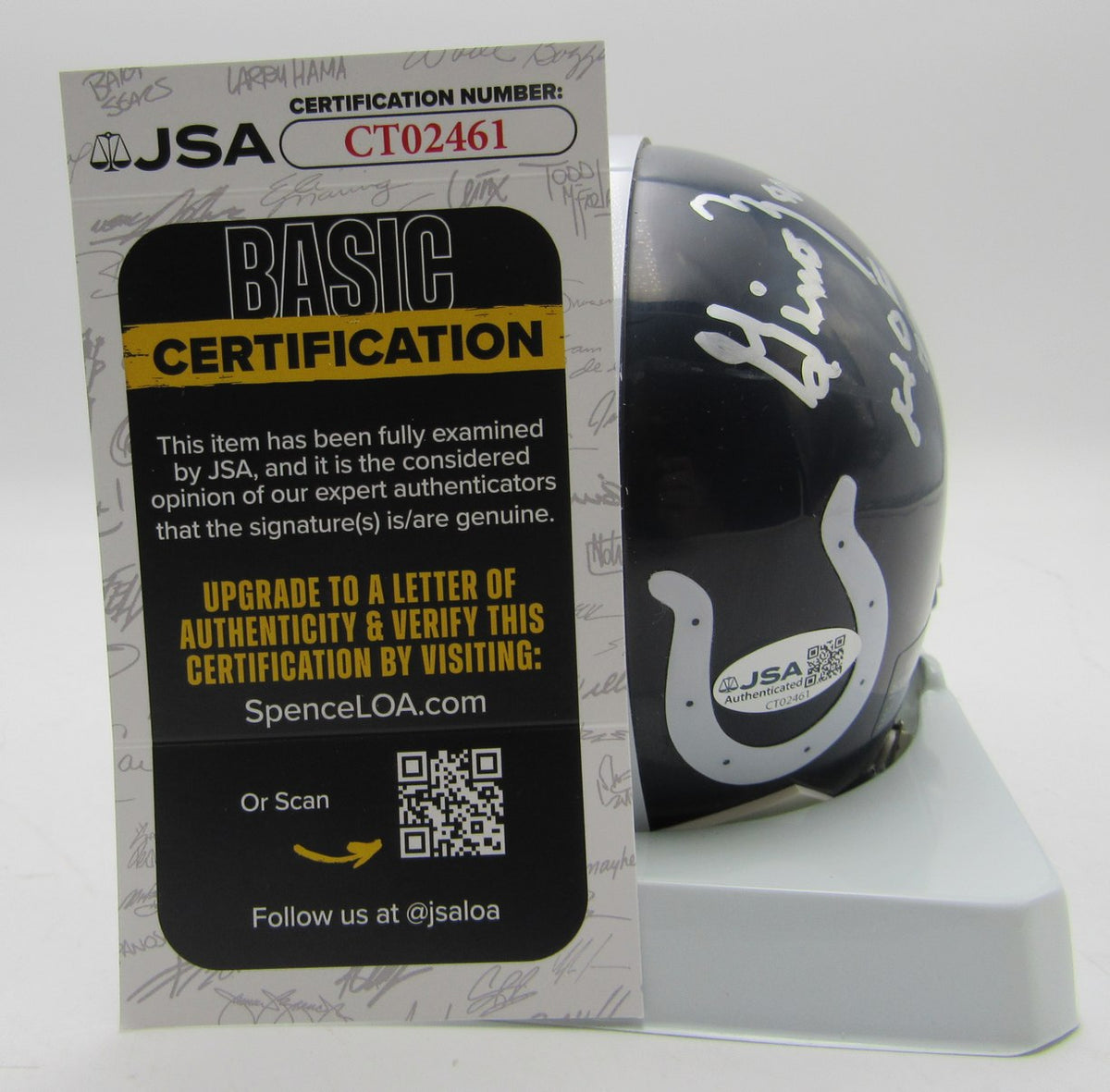 Gino Marchetti HOF Signed/Inscribed Colts Mini Football Helmet JSA 213509