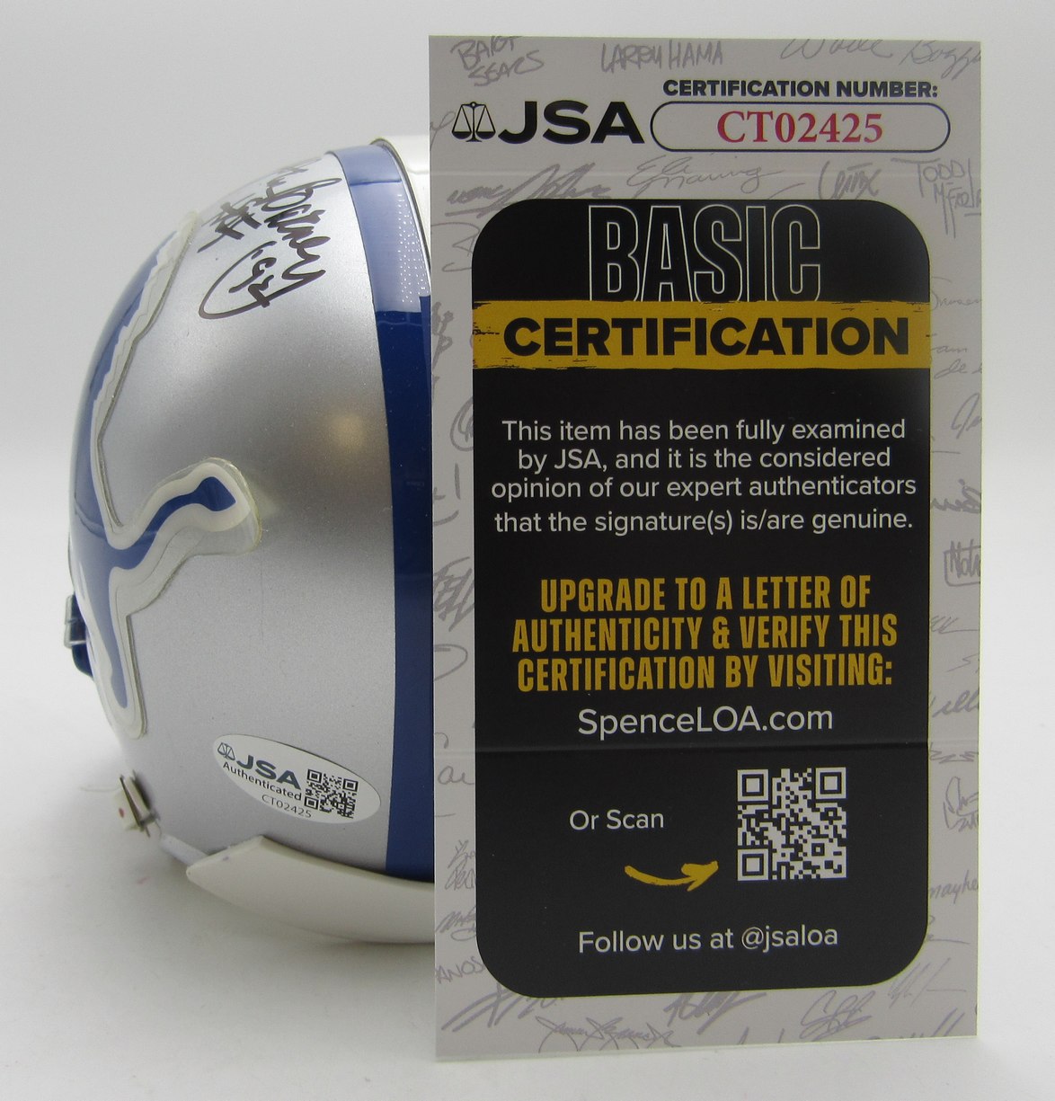 Lem Barney HOF Signed/Inscribed Detroit Lions Mini Football Helmet JSA 213510