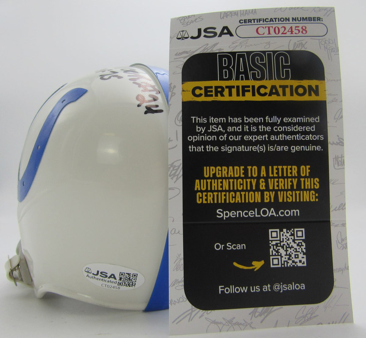 Lenny Moore HOF Signed/Inscribed Colts Mini Football Helmet JSA 213515