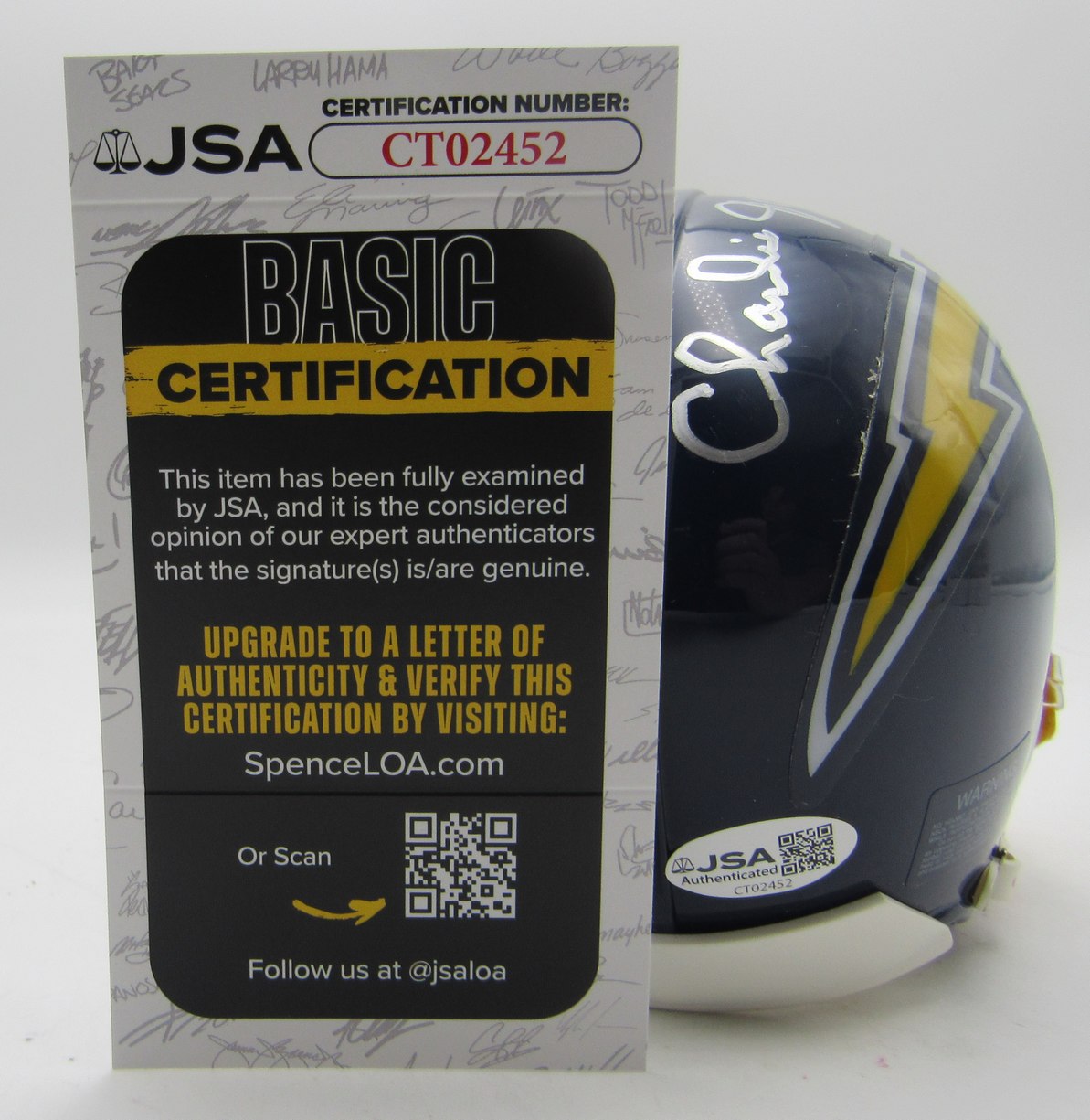 Charlie Joiner HOF Signed/Inscribed Chargers Mini Football Helmet JSA 213521