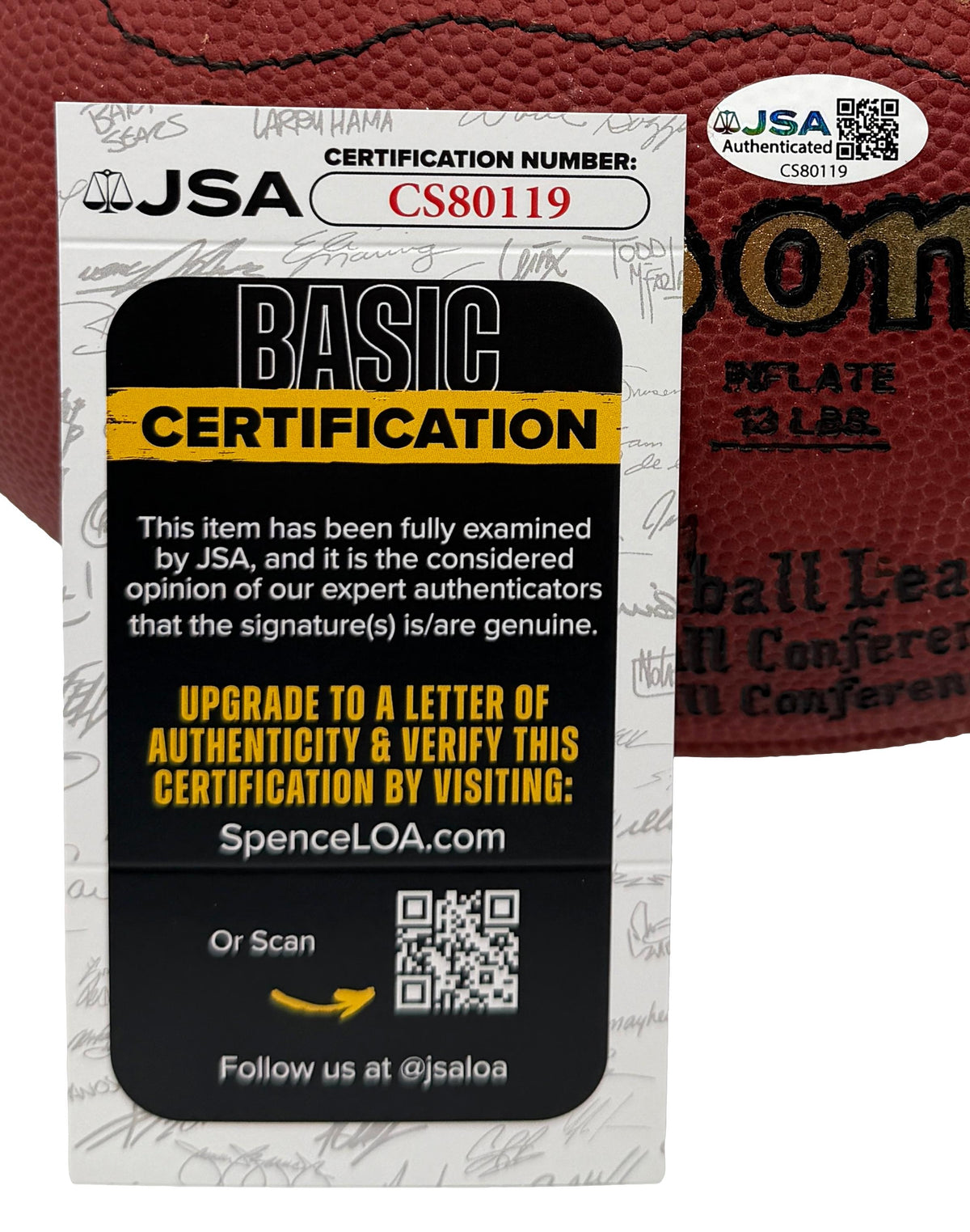 Marshall Faulk HOF Signed Official Wilson NFL Football Rams JSA 214077