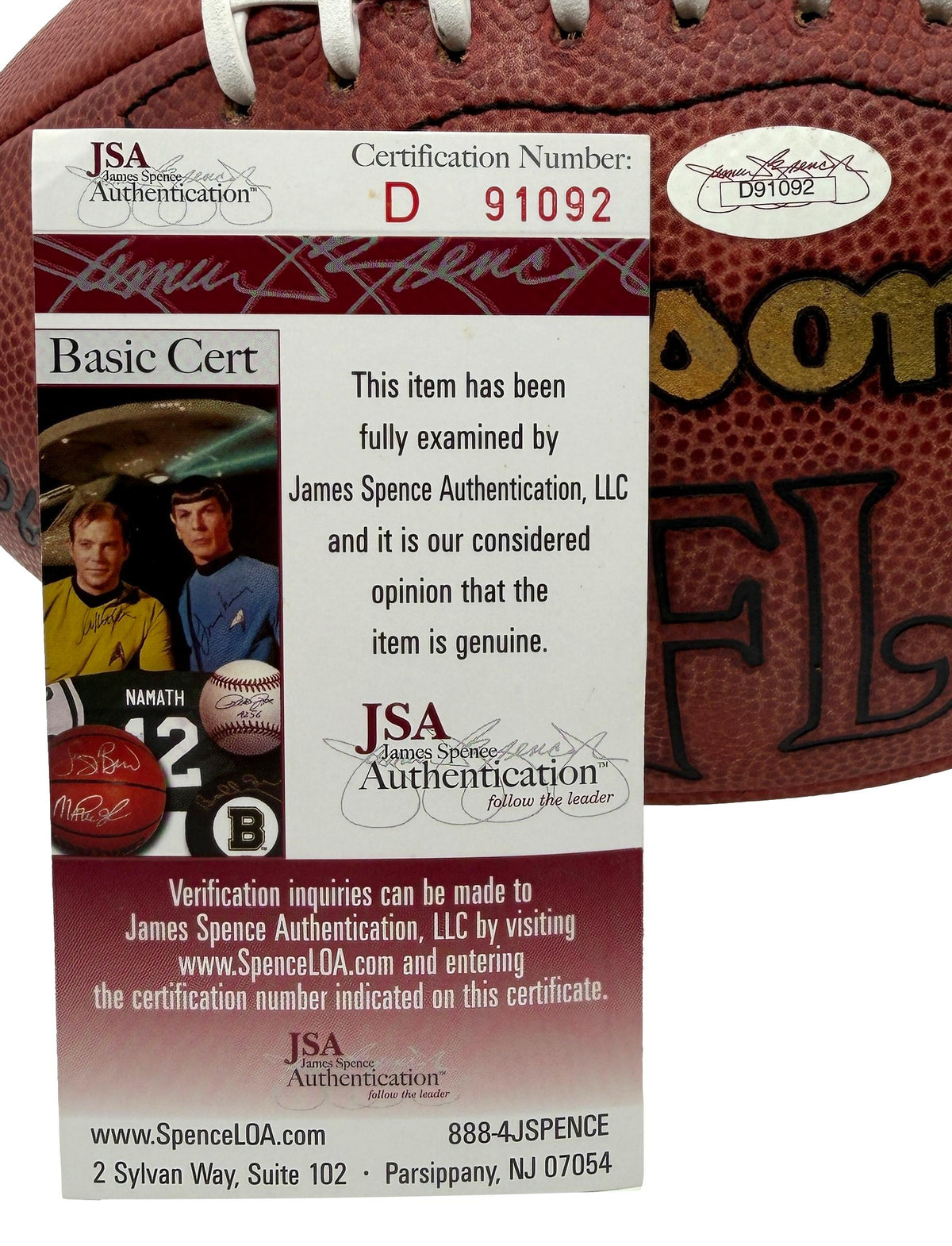 Roger Staubach HOF Signed Official Wilson NFL Football Cowboys JSA 214081