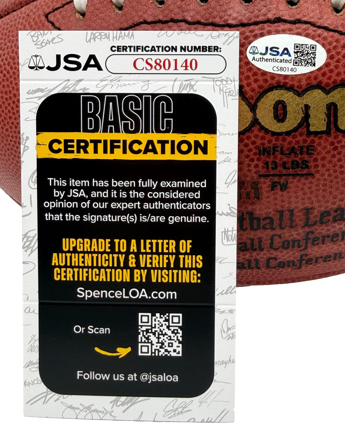 Earl Campbell HOF Signed Official Wilson NFL Football Oilers JSA 214091