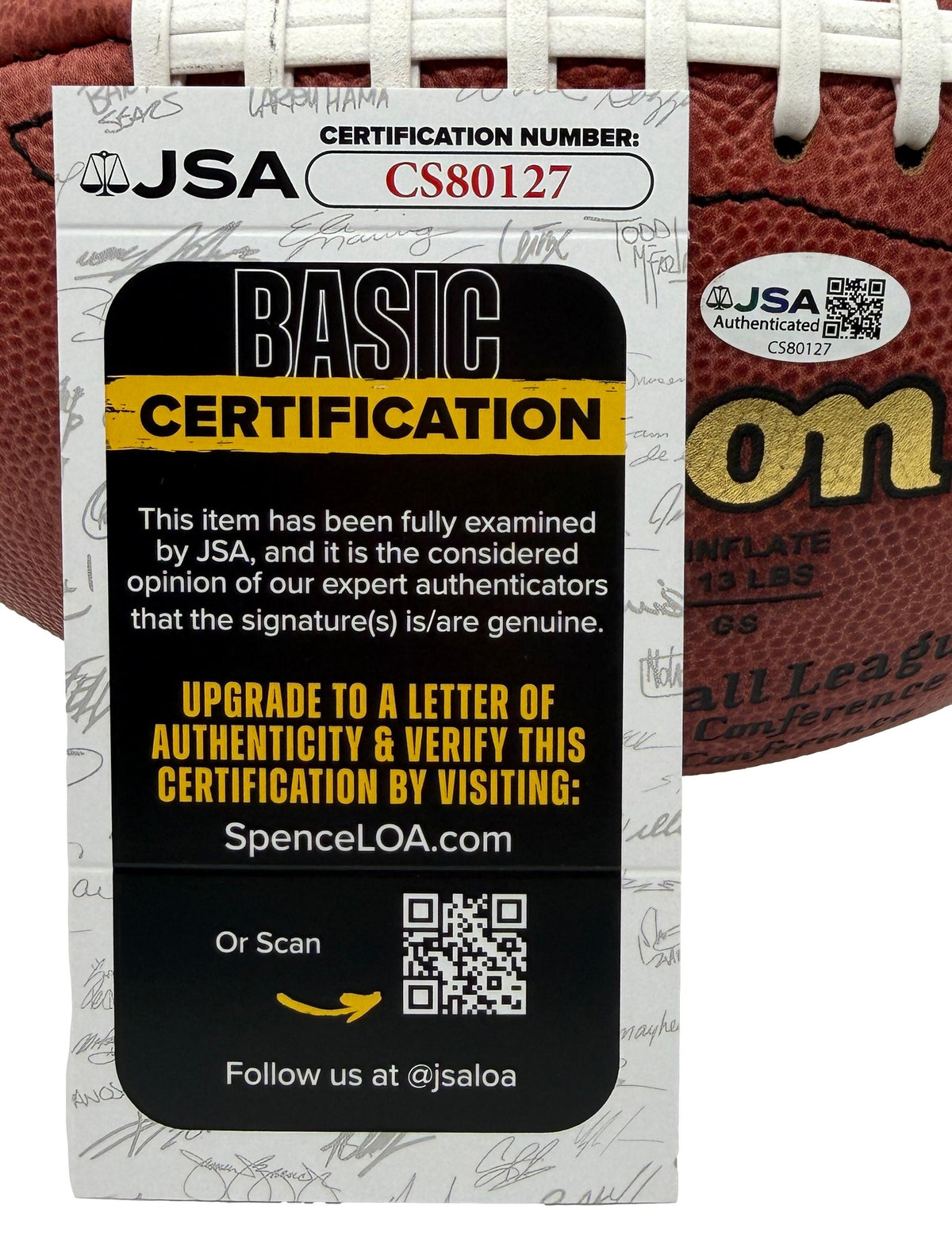 Steve Largent HOF Signed Official Wilson NFL Football Seahawks JSA 214107