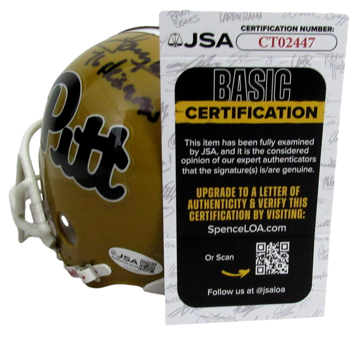 Tony Dorsett Signed/Inscribed Gold Pitt Mini Football Helmet JSA 213123