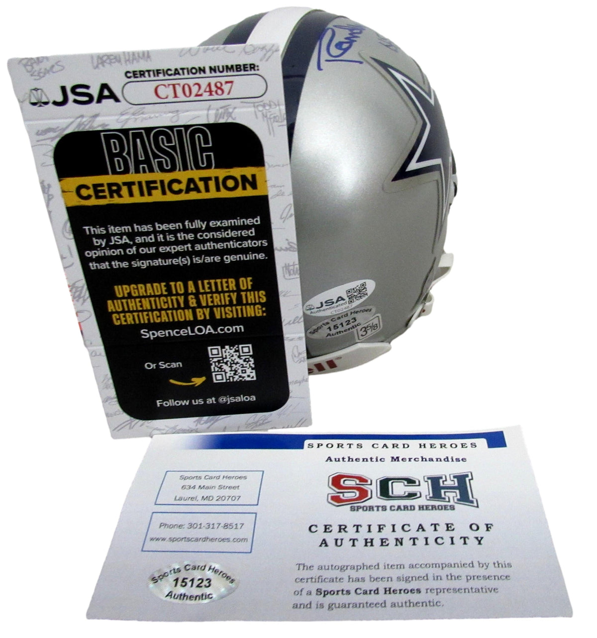 Randy White HOF Signed/Inscribed Cowboys Mini Football Helmet JSA 213140