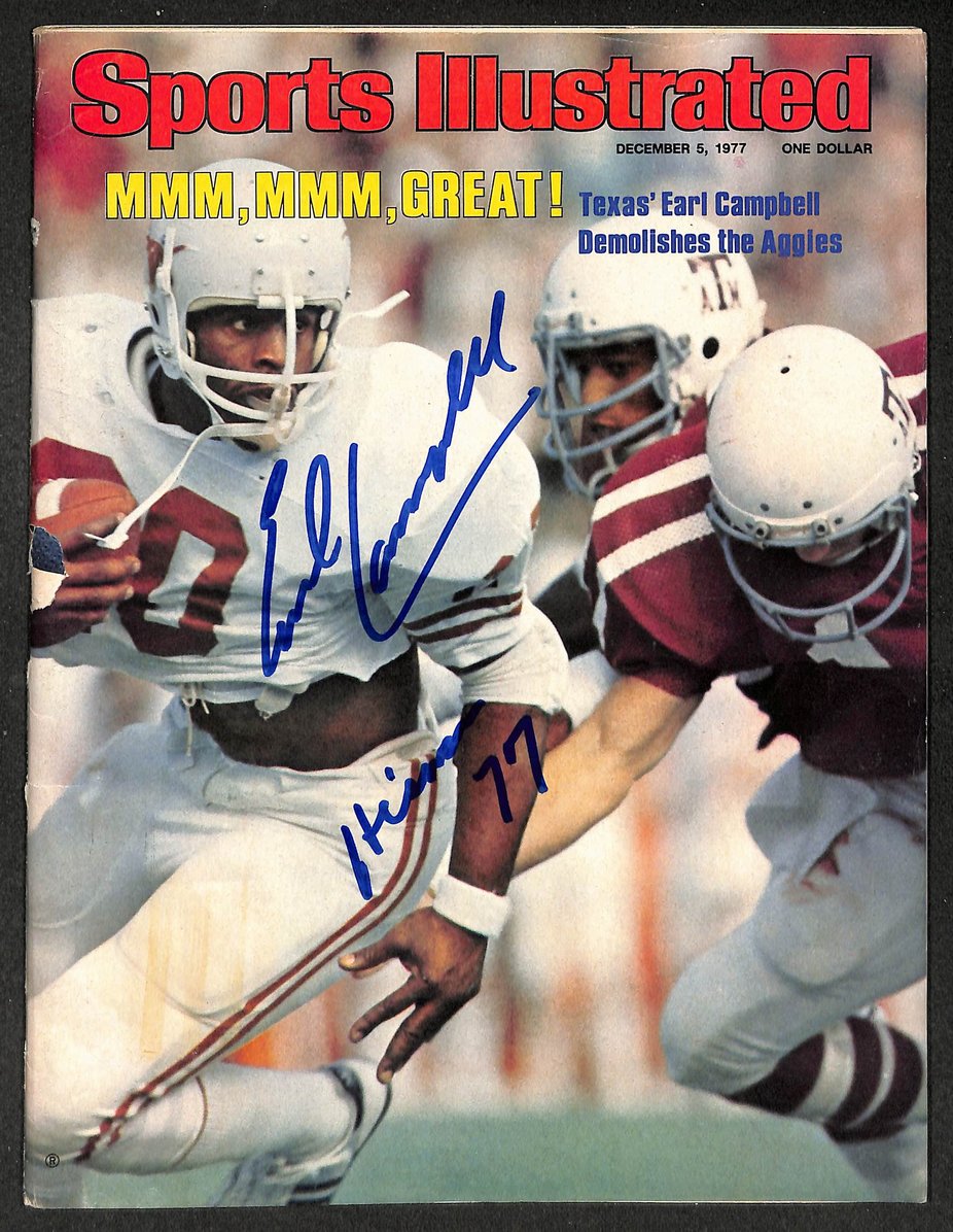 Earl Campbell Signed/Autographed 1977 Sports Illustrated Texas JSA 214515