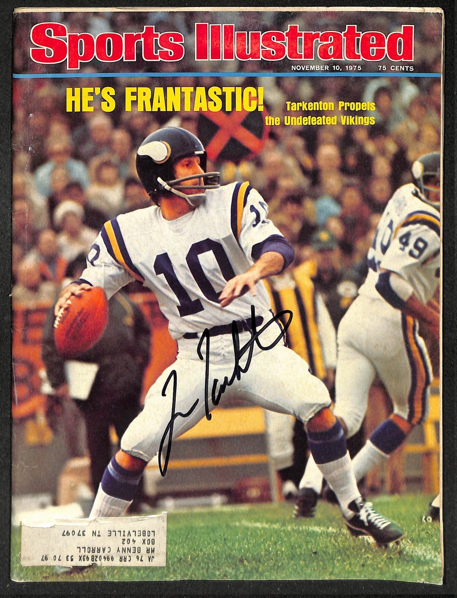 Fran Tarkenton HOF Signed/Autographed 1975 Sports Illustrated Vikings JSA 214549