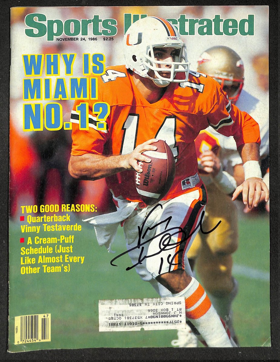 Vinny Testaverde Signed/Autographed 1986 Sports Illustrated Miami JSA 214583
