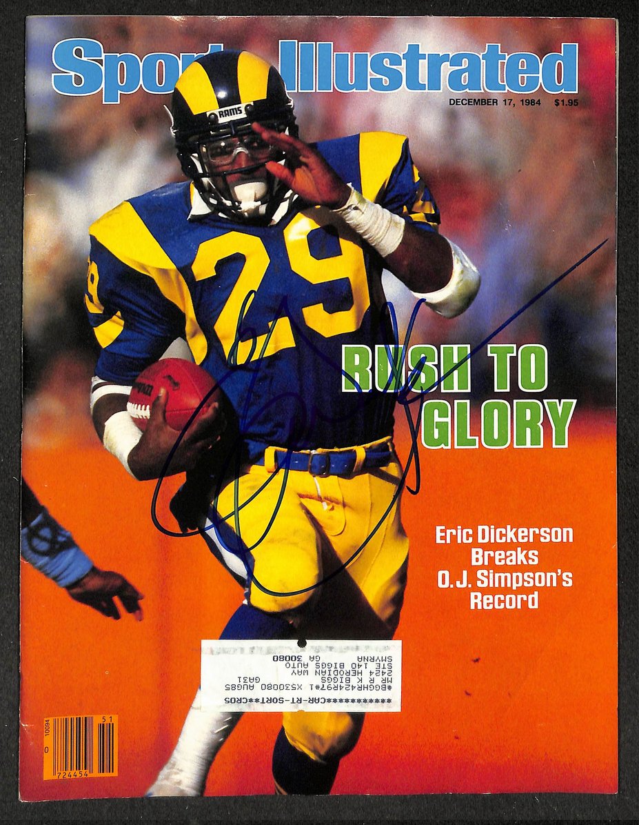 Eric Dickerson HOF Signed/Autographed 1984 Sports Illustrated Rams JSA 214598