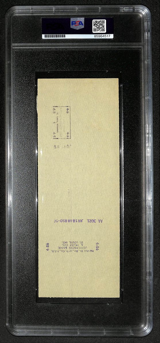 Harry Caray HOF Signed/Autographed 1968 Bank Check Cubs PSA 214689