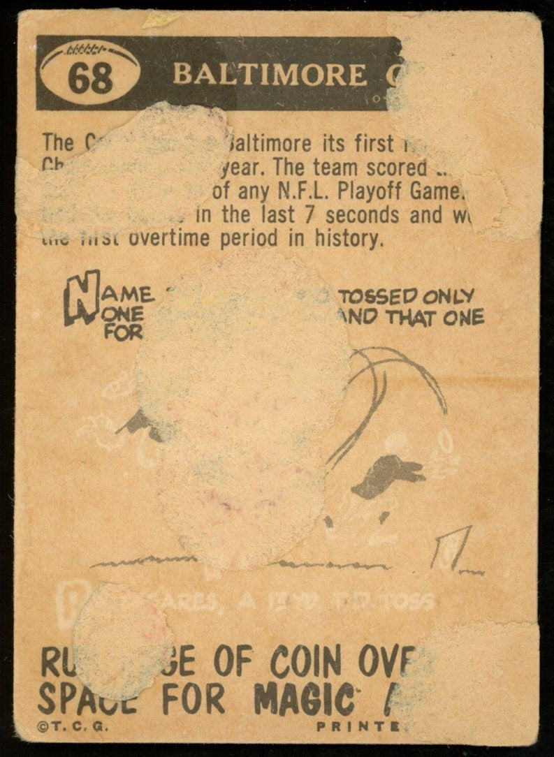 1959 TOPPS Football Card #68 Signed/Auto Leo Sanford Baltimore Colts