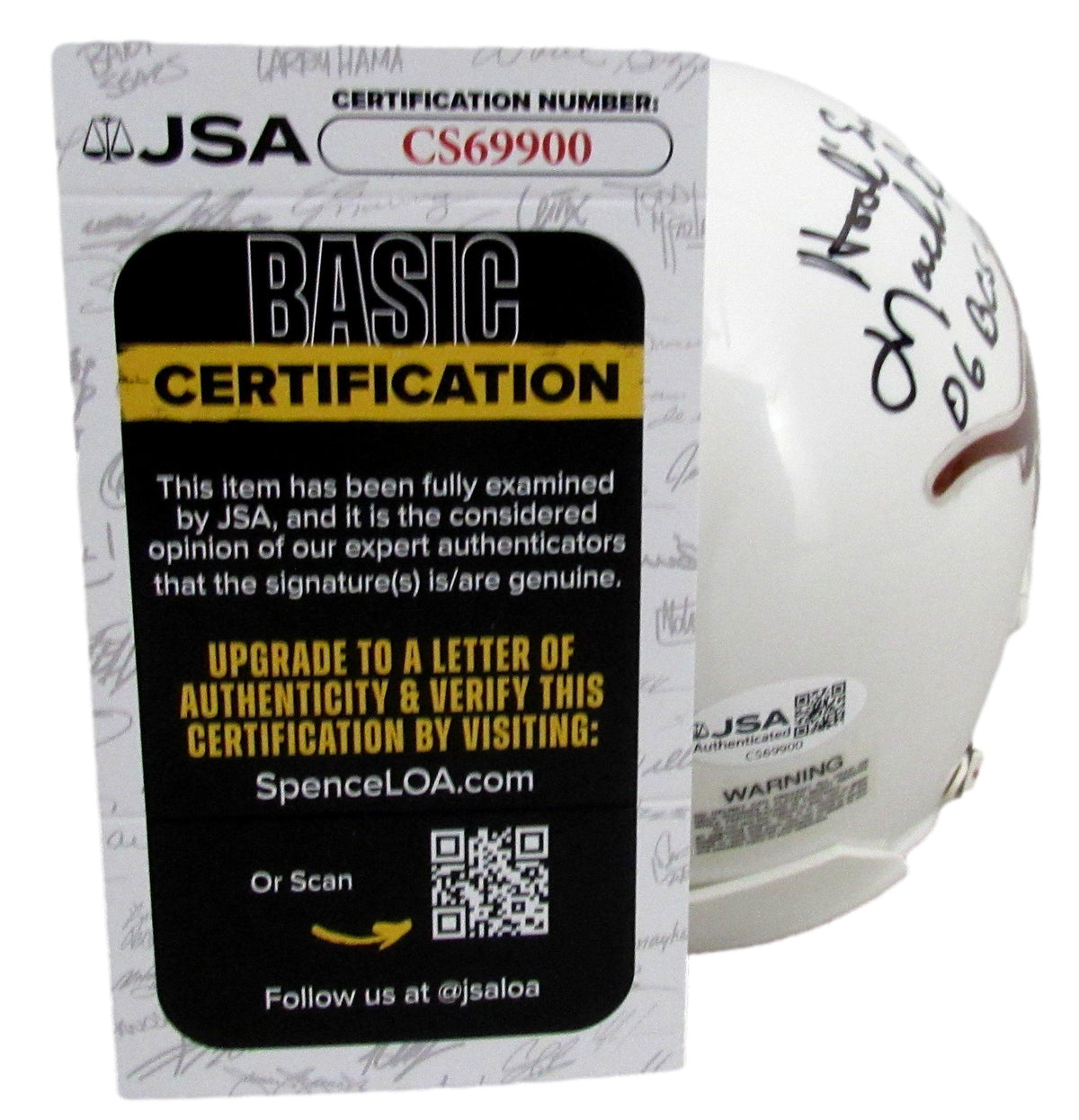 Mack Brown Signed/Inscribed Univ of Texas Mini Football Helmet JSA 213266