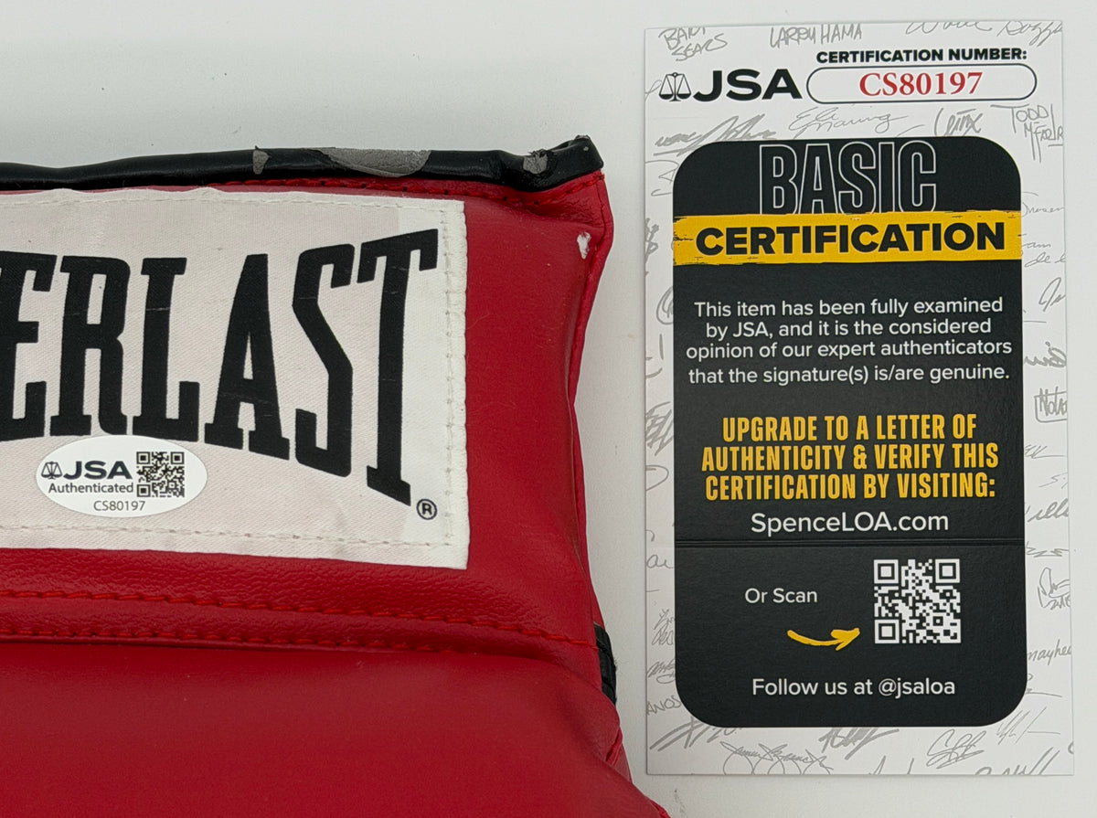 George Chuvalo Signed/Inscribed Red Right Everlast Boxing Glove JSA 214885