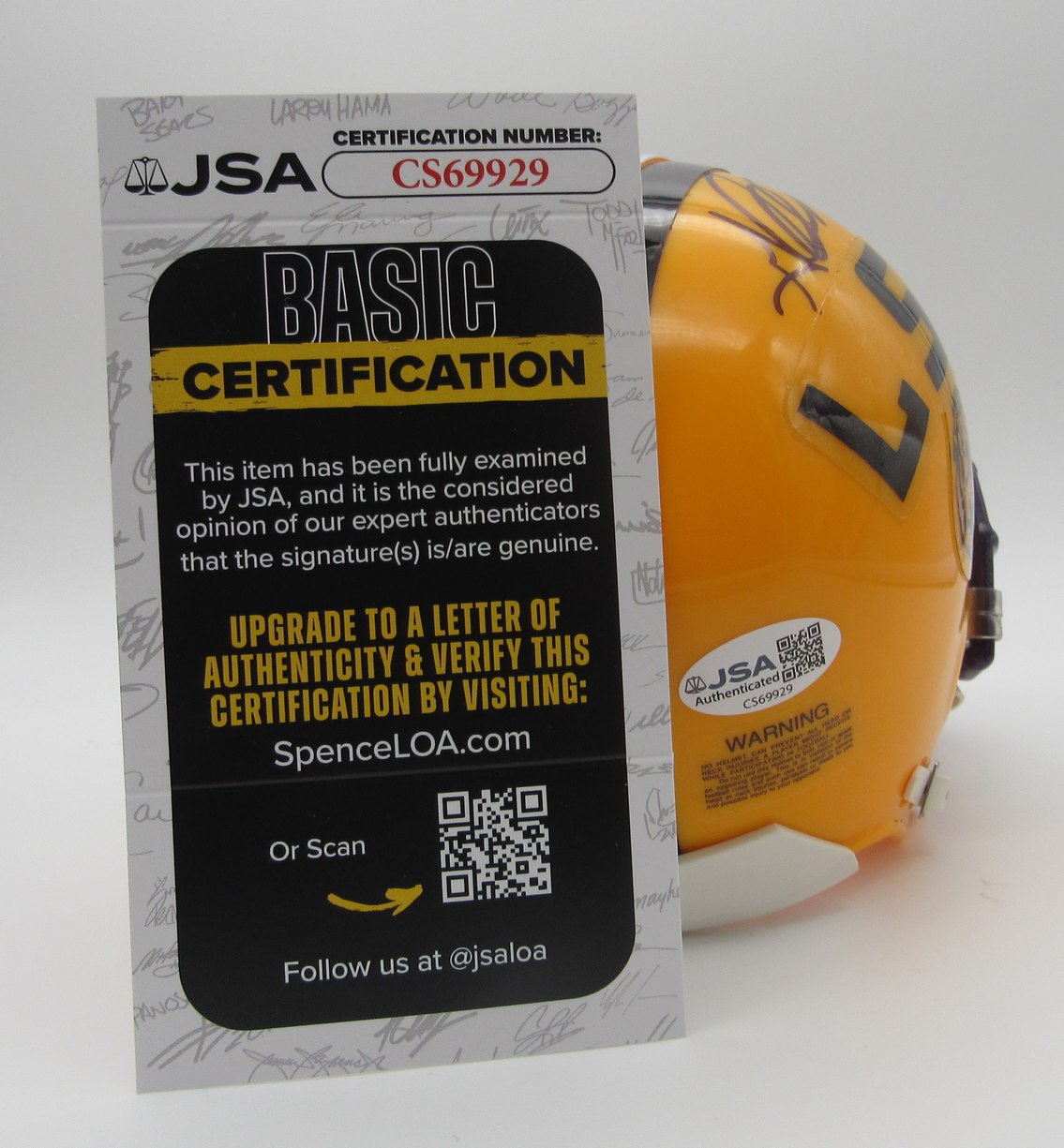 Glenn Dorsey Signed/Autographed Mini Helmet LSU Tigers JSA 214345