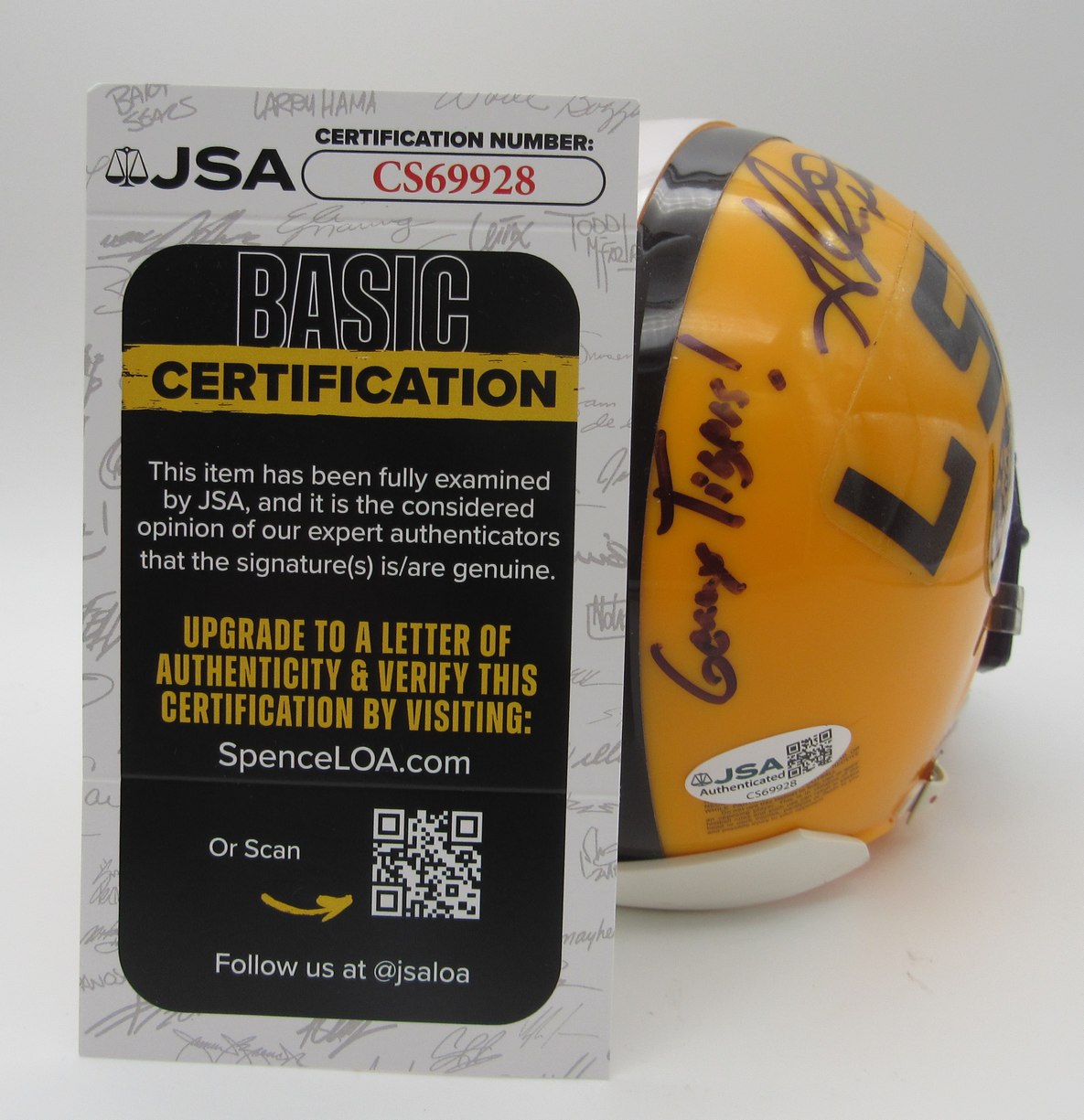 Glenn Dorsey Signed/Autographed Mini Helmet LSU Tigers JSA 214343
