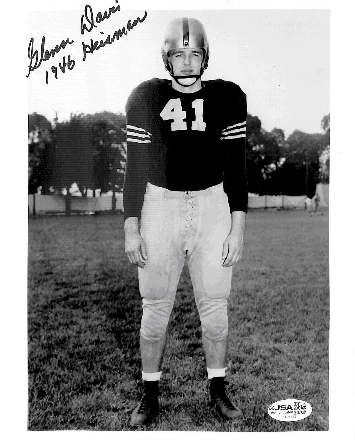 Glenn Davis Signed/Autographed 8x10 Photo Heisman Army Black Knights JSA 215270