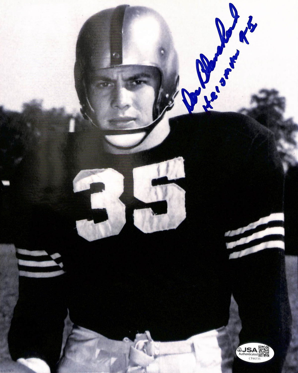 Doc Blanchard Signed/Autographed 8x10 Photo Heisman Army Cadets JSA 215271
