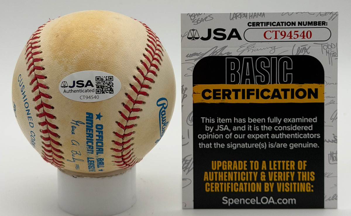Berra HOF Larsen Slaughter Carey Bauer McDougald Signed OALB Baseball JSA 15594