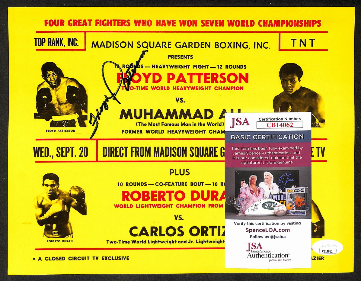 Floyd Patterson Signed/Autographed Color 9/20/72 Boxing Advertisement JSA 210517