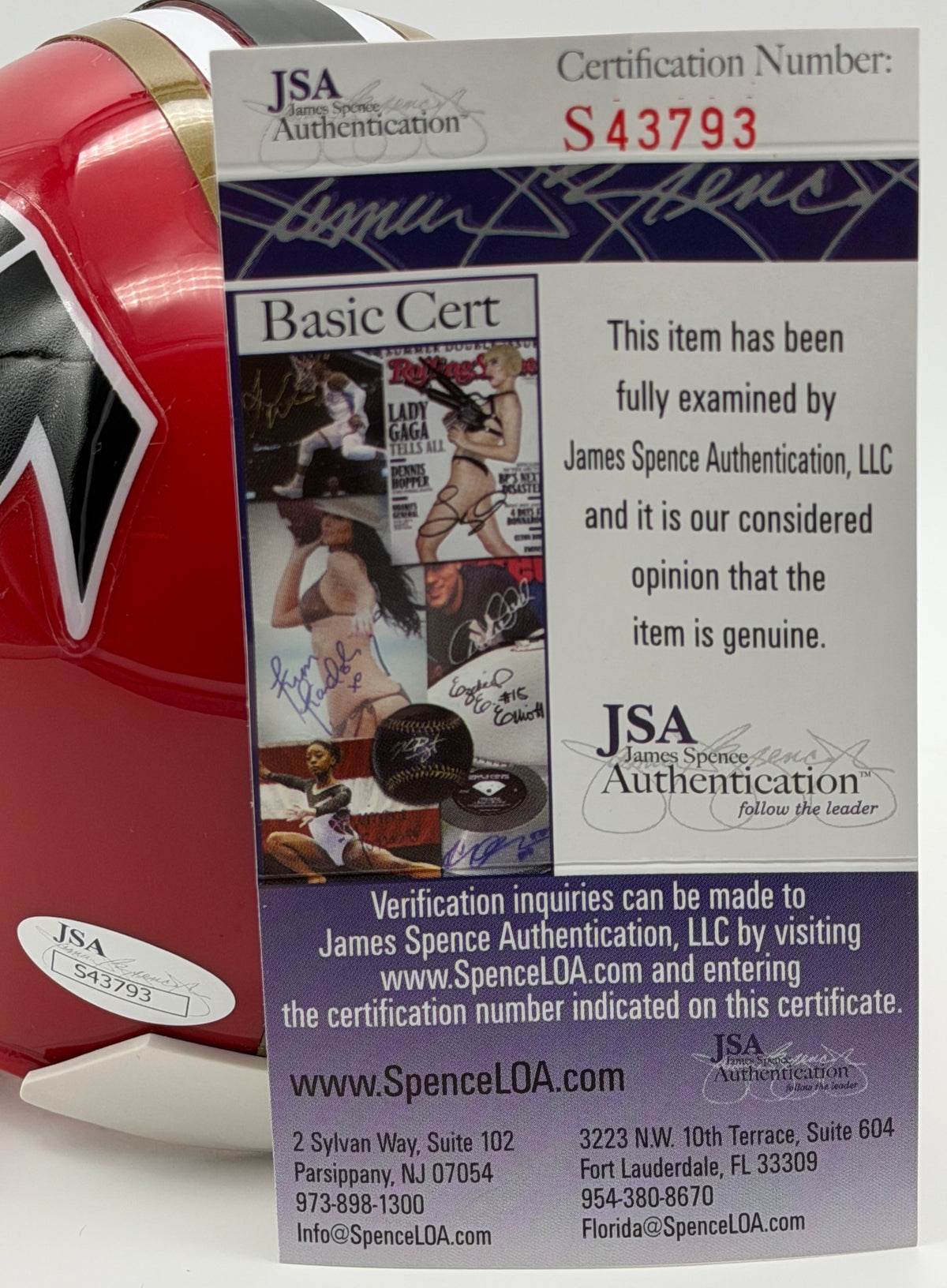Morten Andersen HOF Signed/Autographed Falcons Mini Football Helmet JSA 215551