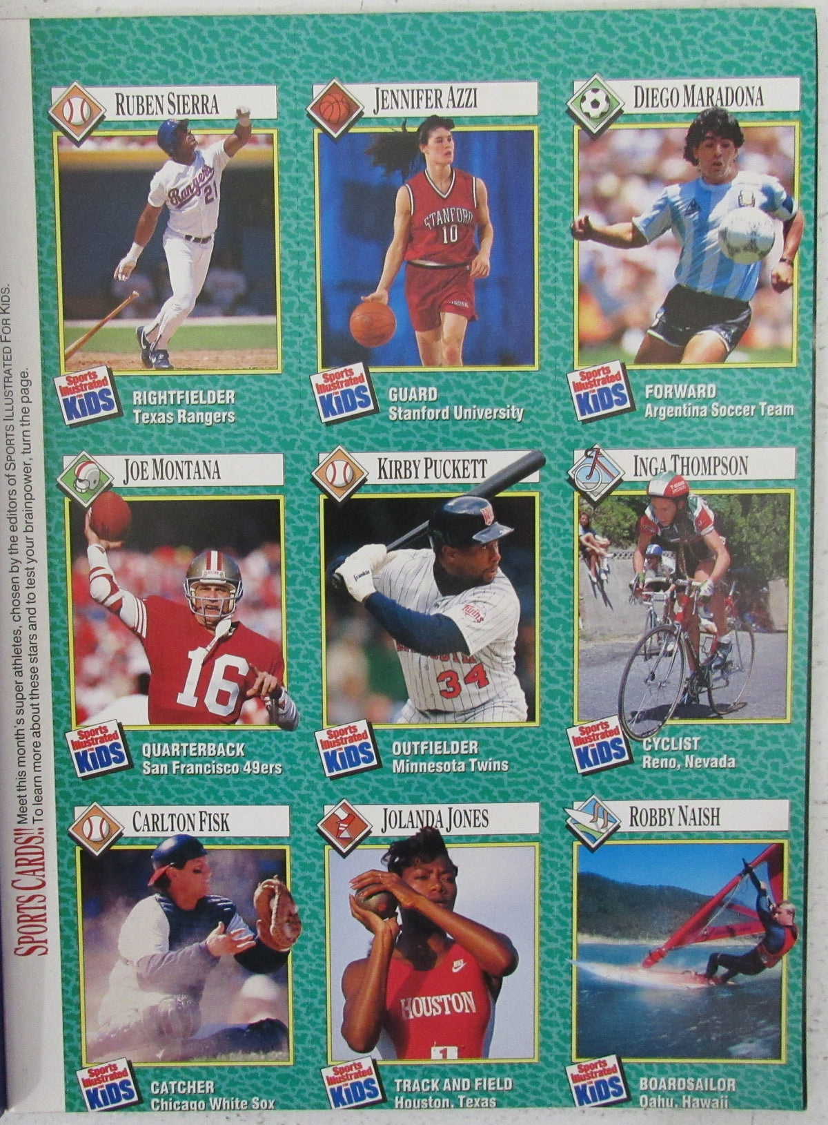 Lot of (6) July 1990 Sports Illustrated Kids Magazines w/ Cards Eric Davis