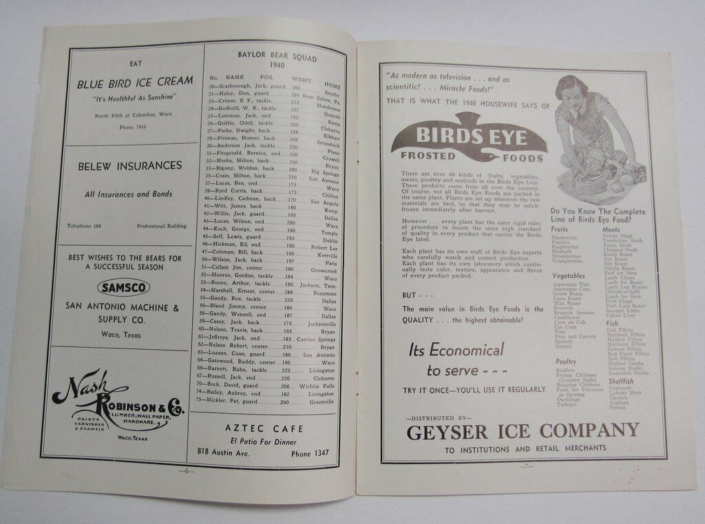 1940 Baylor University vs. North Texas (NTSTC) College Football Program 142894