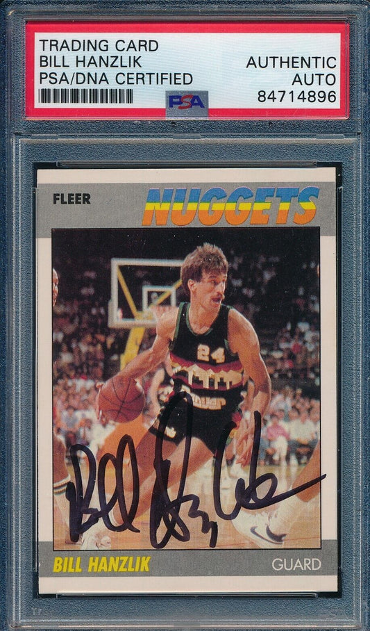 1987 FLEER Bill Hanzlik #47 Card Signed Denver Nuggets PSA/DNA 176657