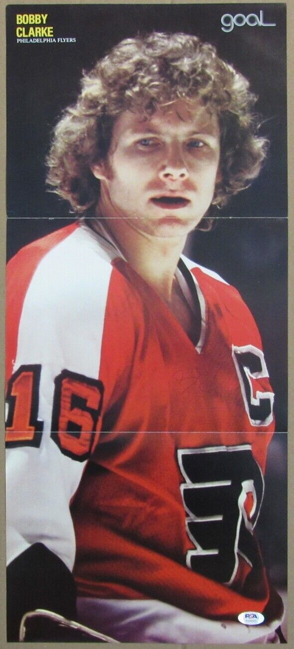 Bobby Clarke Flyers Signed Vintage 11x24 Fold Out Program Poster PSA/DNA 154864
