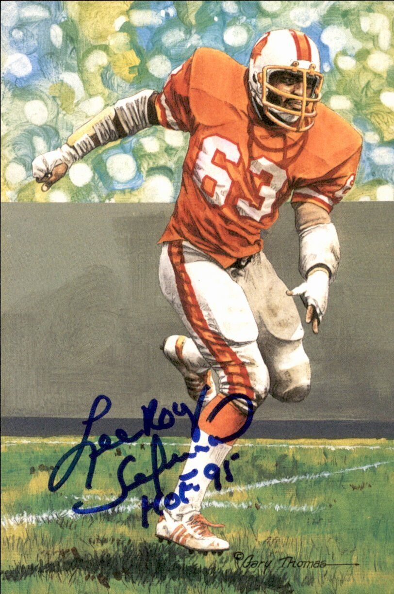 Lee Roy Selmon Buccaneers Signed/Inscr Goal Line Art GLAC Postcard JSA 167093