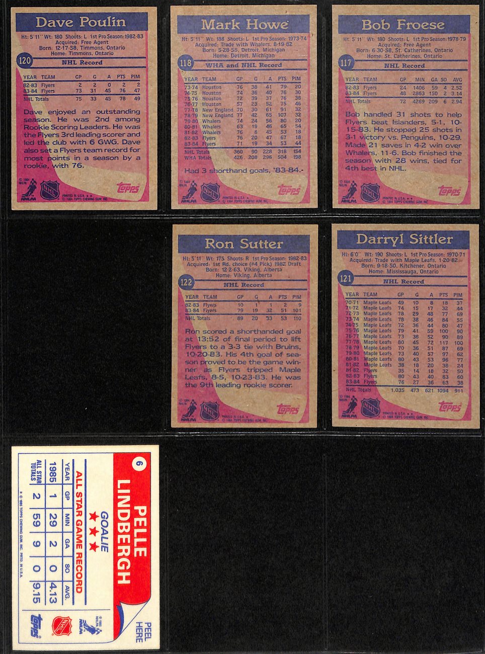1984-85 Topps Hockey Philadelphia Flyers Team (5) Cards 189209