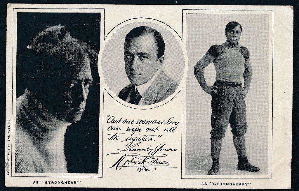 Vintage 1906 Postcard Football Player Photos "AS Strongheart" Inscr 139059