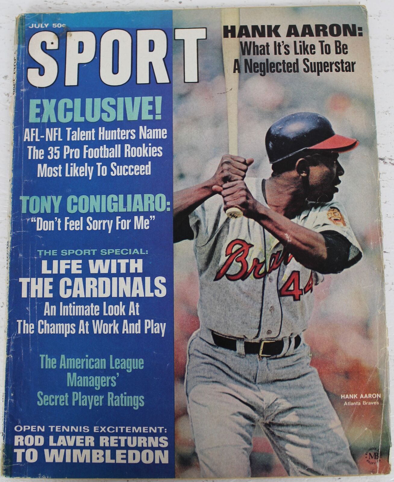 1968 Sport Magazine July Hank Aaron Atl. Braves on Cover NO LABEL 136102