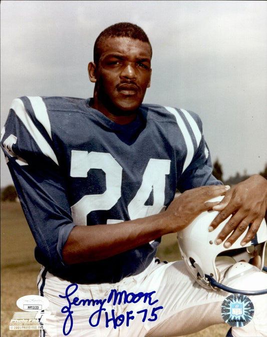 Lenny Moore Baltimore Colts Signed/Inscribed HOF 8x10 Photo JSA 161696