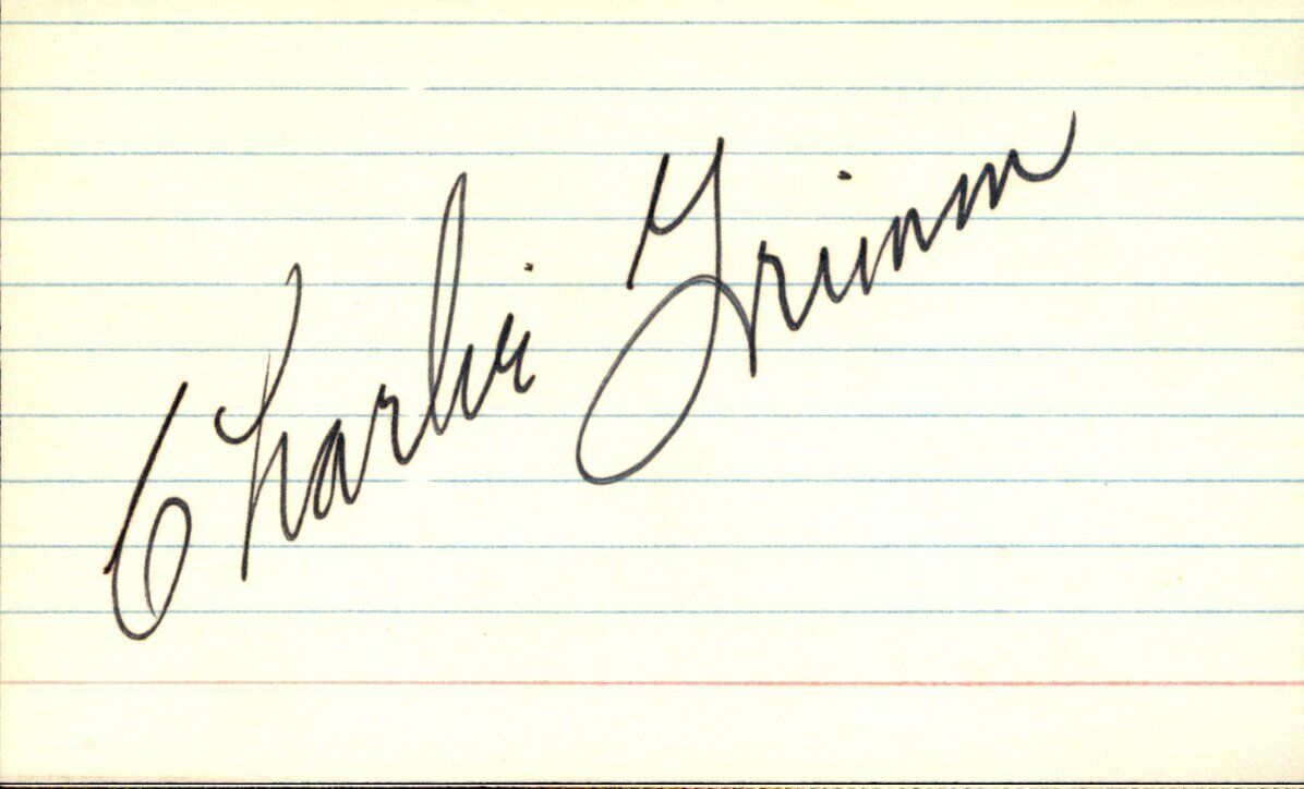 Charlie Grimm Chicago Cubs d.1983 Signed/Autographed 3x5 Index Card 162556