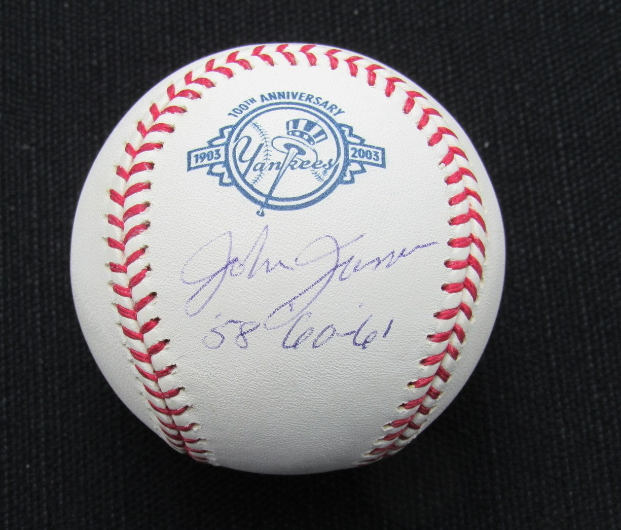 Johnny James Signed/Auto Yankees 100th OML Baseball JSA Inscr 186884