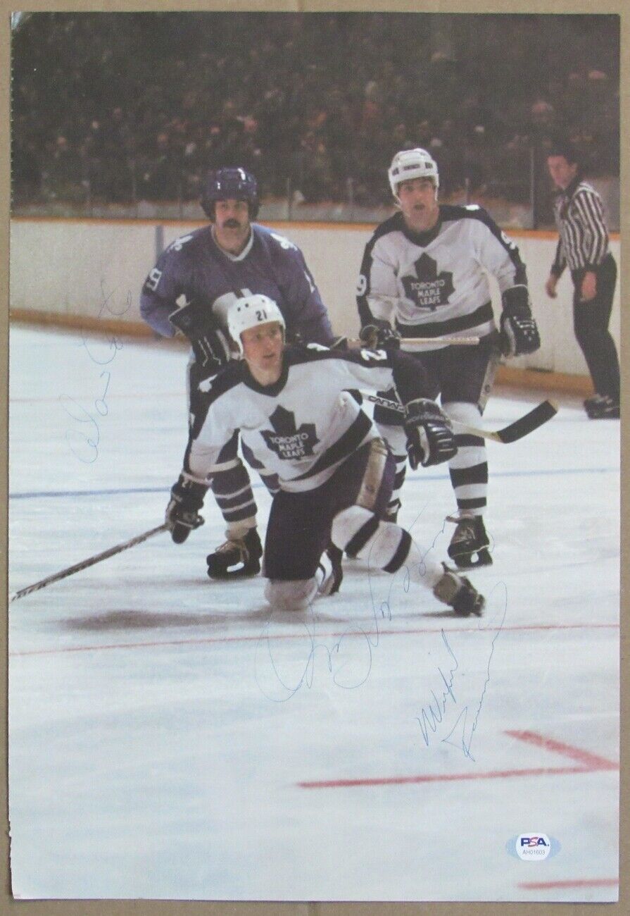 Cote/Salming/Paiement Maple Leafs Signed Vintage Program Poster PSA/DNA 154865