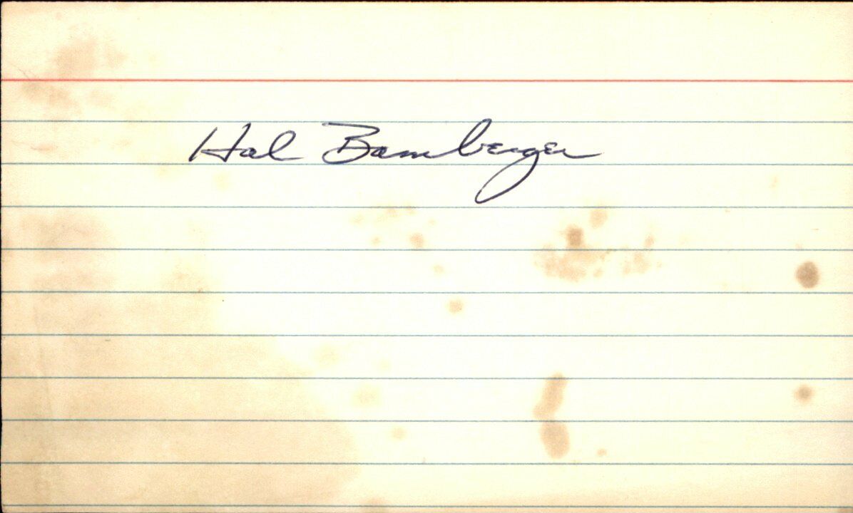 Hal Bamberger New York Giants d.2010 Signed/Autographed 3x5 Index Card 162610